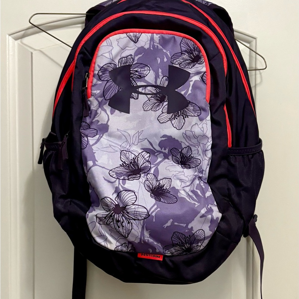 Under Armour Purple and Black Floral Backpack - Picture 1 of 10